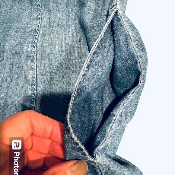 J. Jill Denim Dress Ombre Sleeveless with Pockets Blue White Womens Medium - Picture 9 of 12